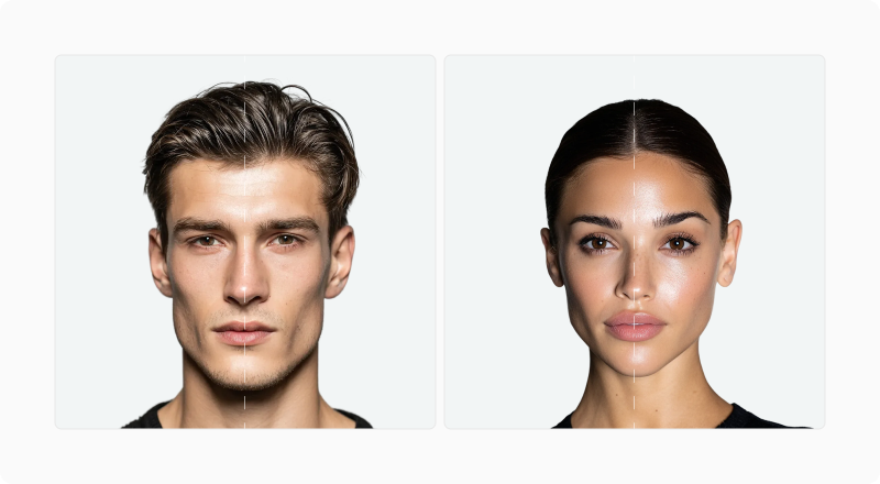 Two-by-two matrix summarising how facial symmetry influences perceived attractiveness across research methods