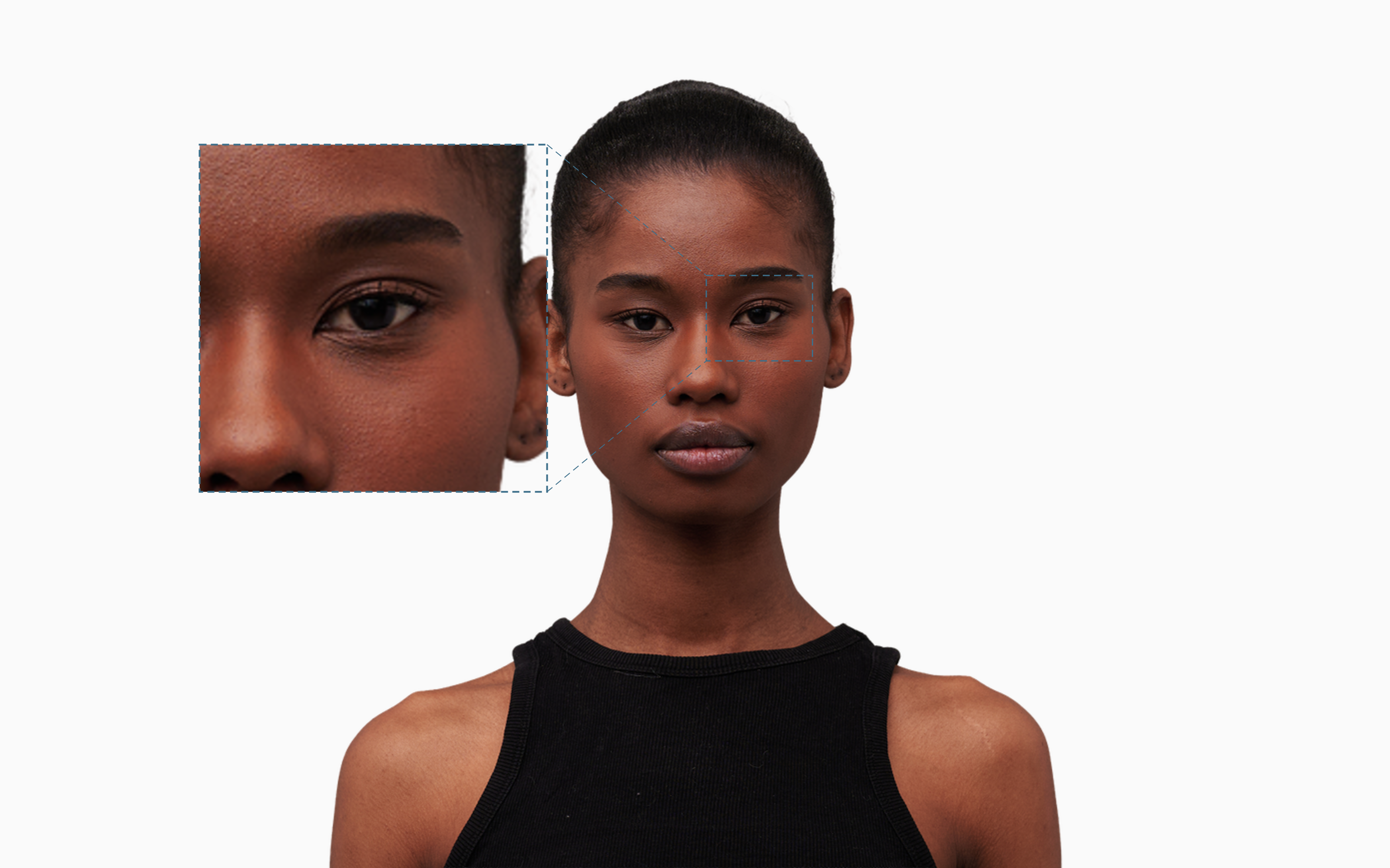 Sanpaku eyes, single-eye callout on a frontal portrait