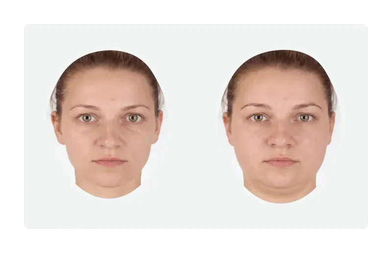 Two female portraits, one leaner and one heavier, used in cross-cultural adiposity preference studies