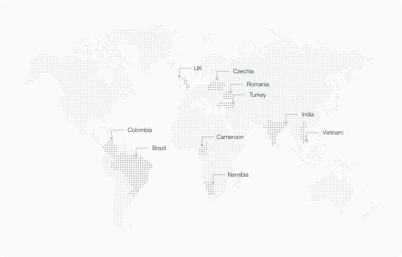 Dotted world map showing where preferences for sexual dimorphism have been tested cross-culturally