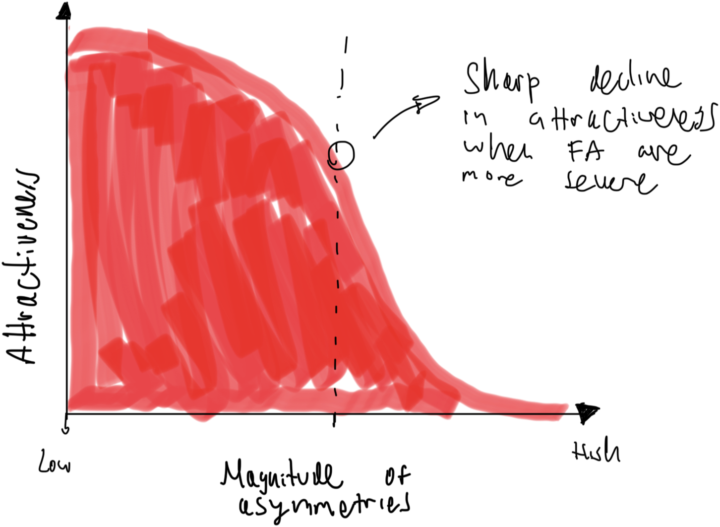 Asymmetries and attractiveness ratings graph