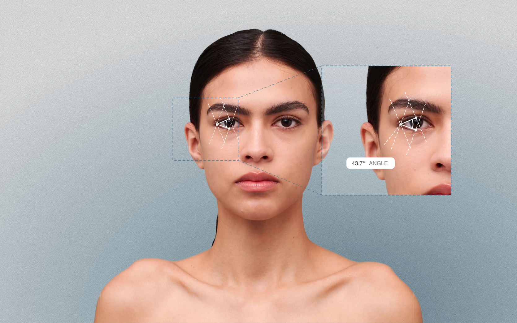 Eye aperture angle measured on a female front-facing portrait Eye aperture angle measured on a female front-facing portrait