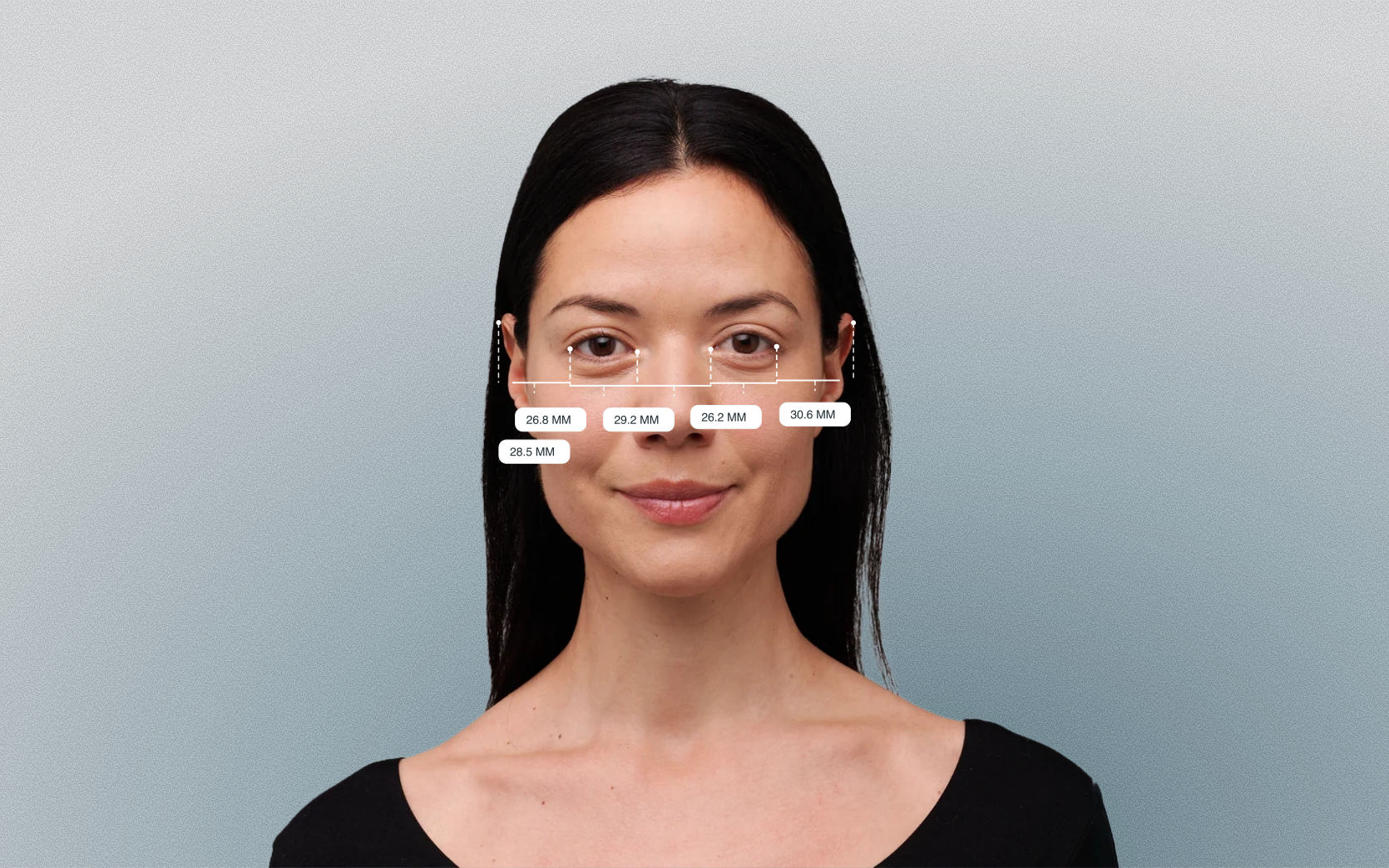 Outer facial fifth measured on a female front-facing portrait